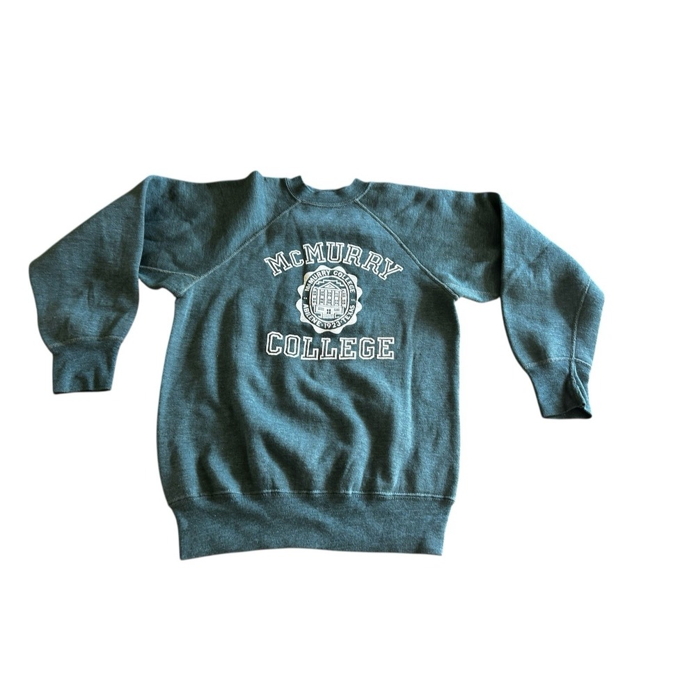 Vintage 60s-70's  McMurry College Sweatshirt Crewneck Sz S‎ Green